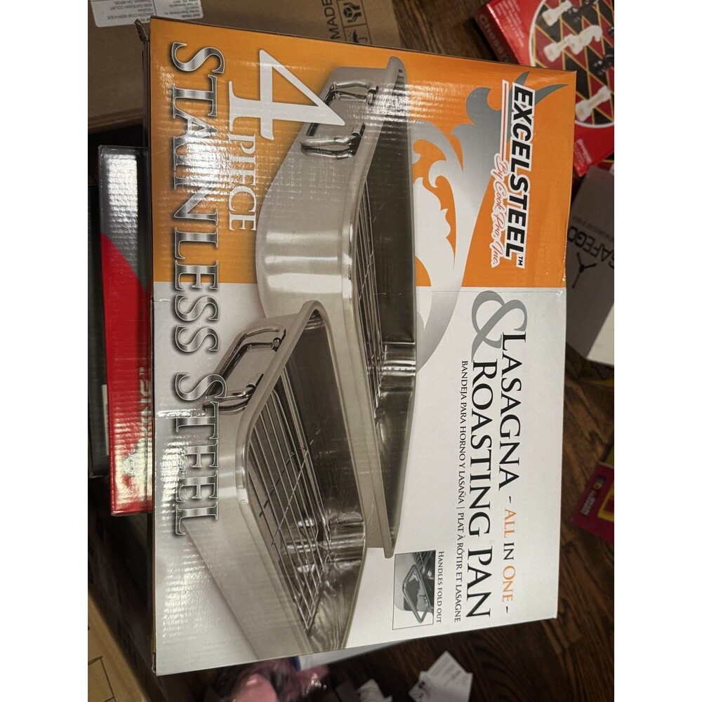Excel Steel 4-Piece Stainless Steel Lasagna & Roasting Pan Set (NEW)